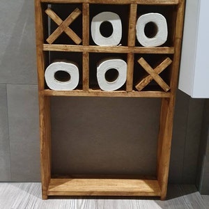 Wooden "Tic-Tac-Toe" shelf for toilet paper image 5
