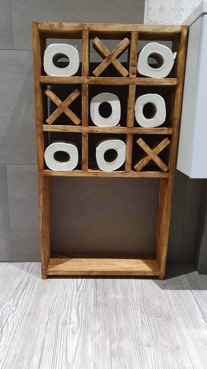 Wooden "Tic-Tac-Toe" shelf for toilet paper image 5