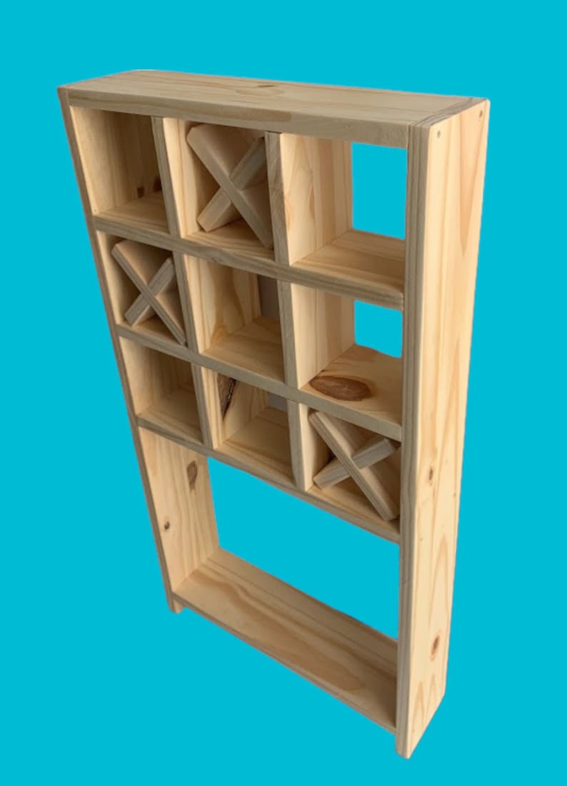 Wooden "Tic-Tac-Toe" shelf for toilet paper non teintée