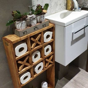 Wooden "Tic-Tac-Toe" shelf for toilet paper image 2