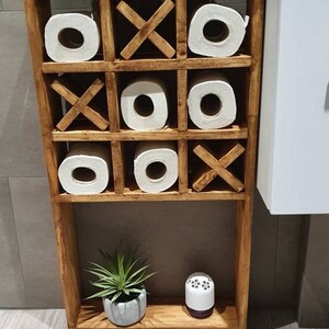 Wooden "Tic-Tac-Toe" shelf for toilet paper image 3