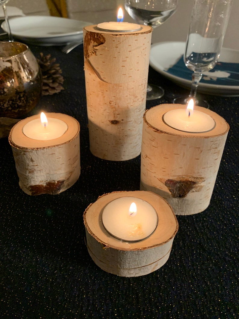 Lot De 4 Bougeoirs Anciens En Bois ébonisé - Style Biedermeier - Fait Main - Allemagne