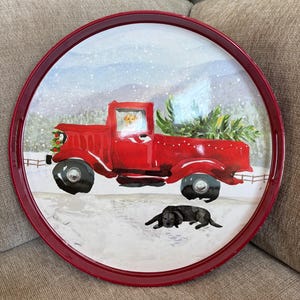 Red truck Christmas tray