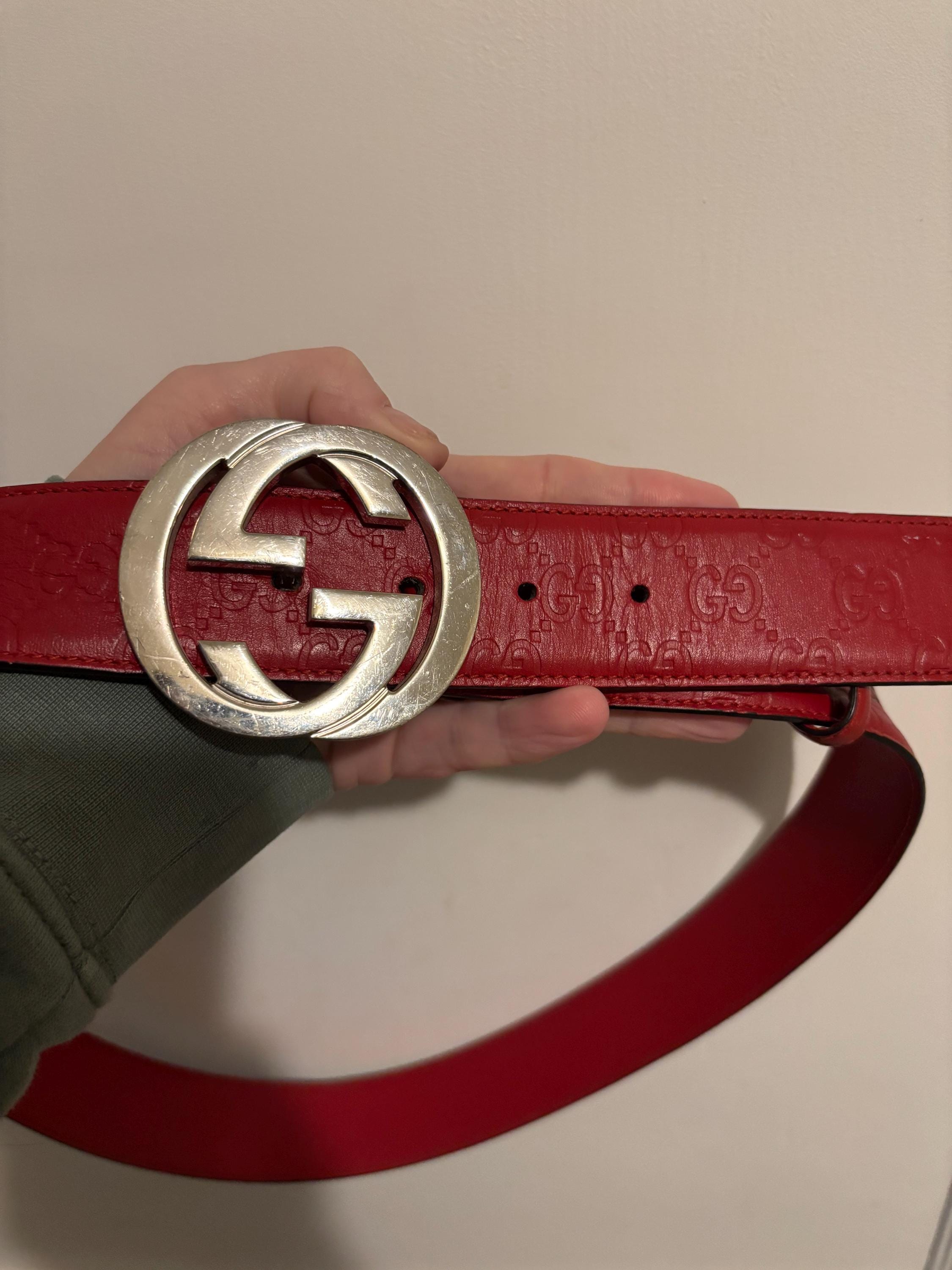 Gucci Red Leather Belt with Silver Buckle size 90/36 Gucci Women main image 4