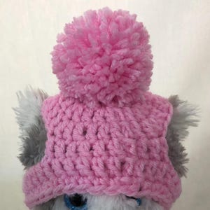 Dog Hat, All Sizes, Small, Medium, Large Pet Hats, Christmas, Valentine, Crochet, Knitted, PomPom Dog Hat, 3 Styles, Color Petal Pink