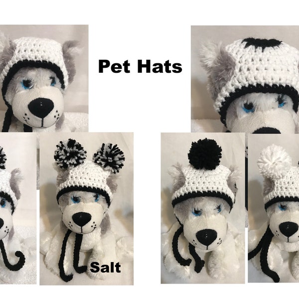 Dog Hat, Small Medium Dog Hat, Crochet Dog Hat, Knitted Dog Hat, PomPom Dog Hat, 6 Styles, Color Salt Dog Hat