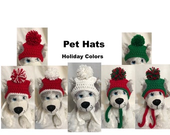 Dog Hat, Small Medium Plus More Sizes, Christmas Valentine Dog Hats, Crochet Knitted Dog Hat, PomPom Dog Hat, Holiday Colors