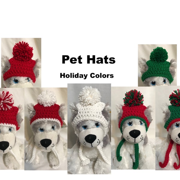 Dog Hat, Small Medium Plus More Sizes, Christmas Valentine Dog Hats, Crochet Knitted Dog Hat, PomPom Dog Hat, Holiday Colors