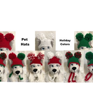 Dog Hat, All Sizes, Small, Medium, Large Pet Hats, Christmas Valentine Pet Hats, Crochet Knitted Dog Hat, Double PomPom, Holiday Colors