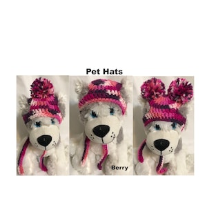 Dog Hat, Small Medium Plus More Sizes, Crochet Dog Hat, Knitted Dog Hat, Pom Pom Dog Hat, 3 Styles, Color Berry Dog Hat