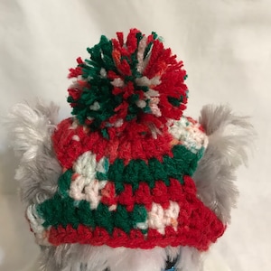 Dog Hat, All Sizes, Small, Medium, Large Pet Hats, Christmas Pet Hats, Crochet, Knitted, PomPom Dog Hat, 3 Styles, Color Mistletoe Blend