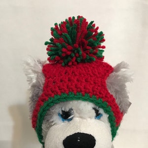 Dog Hat, All Sizes, Small, Medium, Large Pet Hats, Christmas Pet Hats, Crochet, Knitted Dog Hat, PomPom Dog Hat, 3 Styles, Color Holly