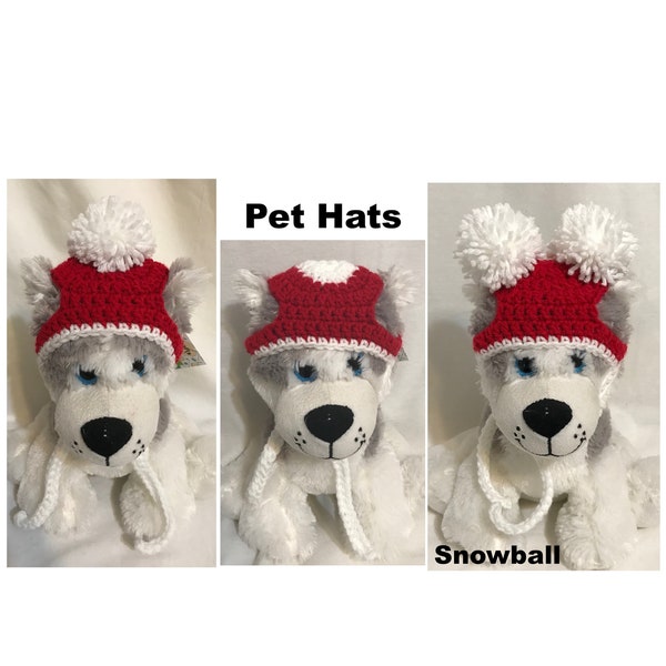 Dog Hat, Small Medium Plus More Sizes, Christmas Valentine Hats, Crochet Dog Hat, Knitted Dog Hat, PomPom Dog Hat, 3 Styles, Snowball