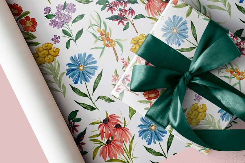 Wildflower Gift Wrap Pack of 3 Gift Wrap Sheets Wrapping paper sheets-50x70cm recyclable image 1