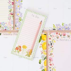 TO DO LIST Notepad floral notepad wildflower notepad-floral gifts-gingham notepad Uni Stationery image 3
