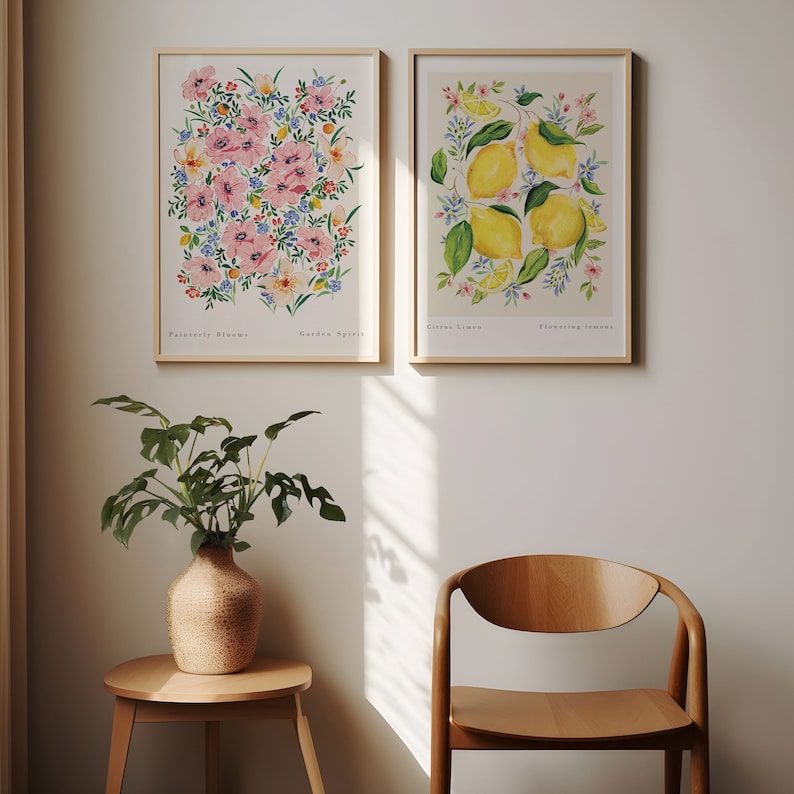 Painterly Blooms Art Print Floral print floral poster wildflower art print fruit print floral fruit art Living Room Print A3,A4 image 4