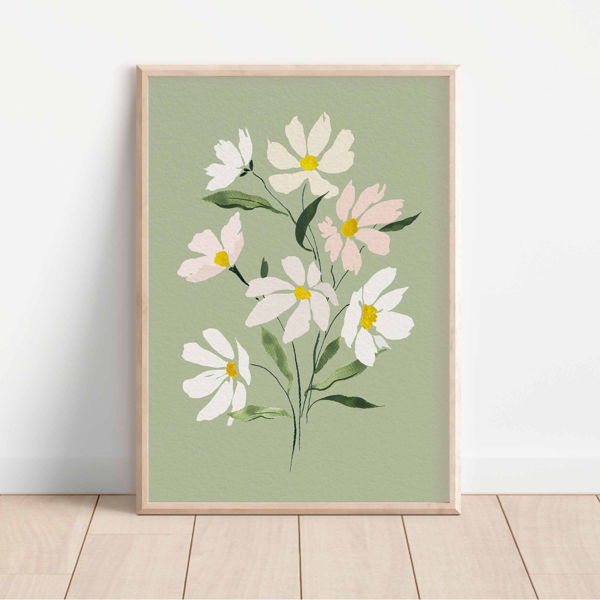 Daisy Art Print Floral Home Decor Scandinavian Floral Print Etsy