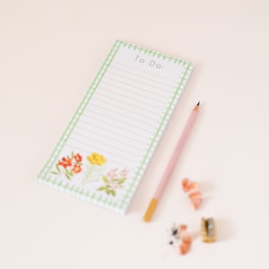 TO DO LIST Notepad floral notepad wildflower notepad-floral gifts-gingham notepad Uni Stationery image 5