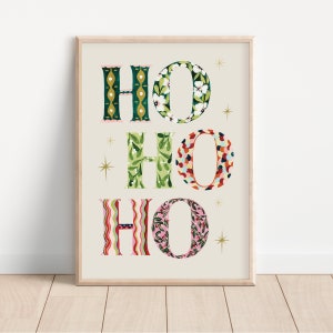 HOHOHO Art Print- Festive Colourful Wall Art- Christmas Print- Christmas Illustration-Christmas decoration A3,A4
