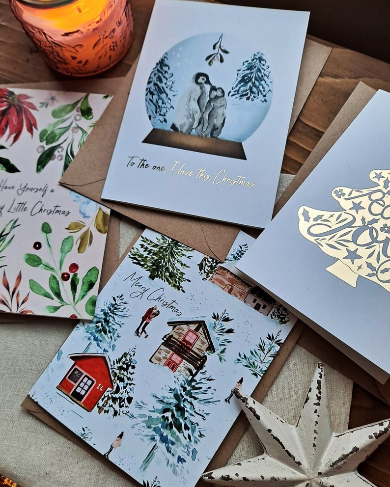 set of 8 a6 christmas cards.