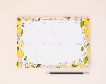 Lemon weekly planner- Lemon planner- A4 Planner-Back to school stationery- Uni stationery- Lemon stationery- desk pad