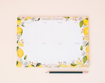 Lemon weekly planner- Lemon planner- A4 Planner-Back to school stationery- Uni stationery- Lemon stationery- desk pad