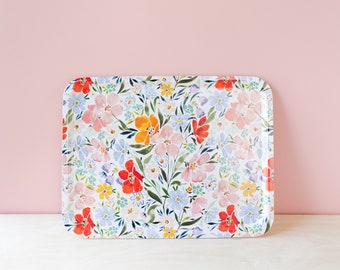 Joyful Florals Tray- floral melamine tray-display tray-rectangle serving tray-dinner tray-picnic tray- wildflower homeware- platter