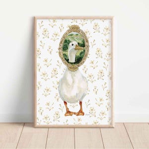 Duck Fine Art Print: Vintage Landscape, Cottagecore Farmhouse Decor