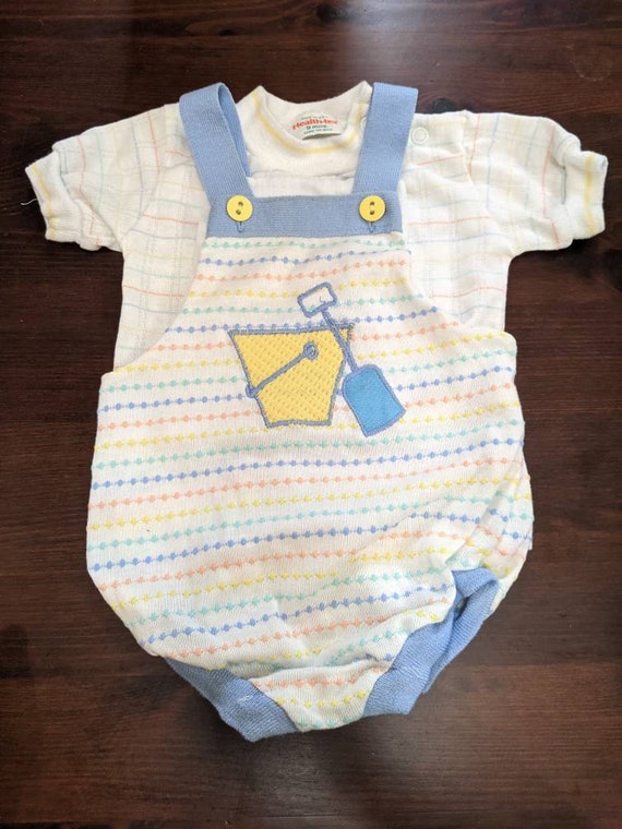 VTG Healthtex 6-9m baby girl overalls and t-shirt 