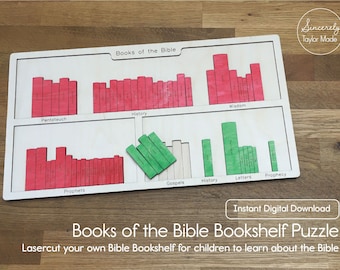 Bücher der Bibel Bücherregal Puzzle Laser Pläne - Instant Digital Download