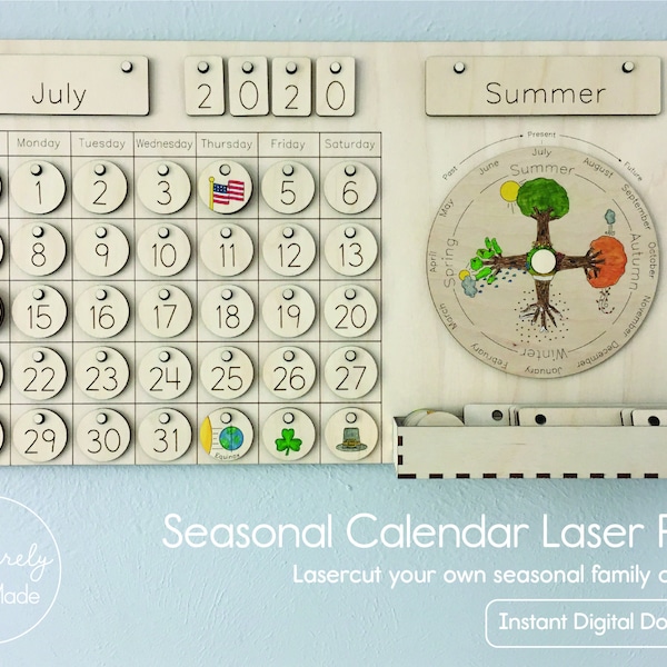Jahreszeitenkalender und Liturgischer Kalender Laserplan - Sofortiger Digitaler Download