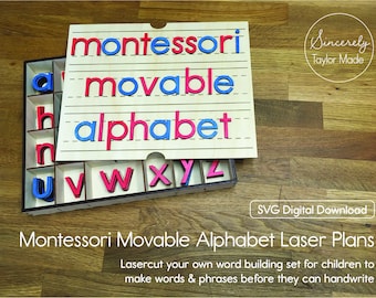 Montessori Movable Alphabet Laser Cut File - Instant Digital Download