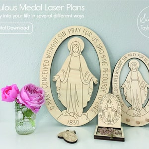 Miraculous Medal Laser Cut File - Instant Digital Download