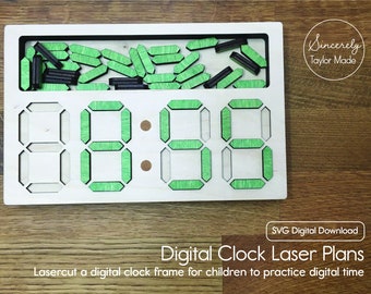 Digital Clock Lasercut File - Instant Digital Download