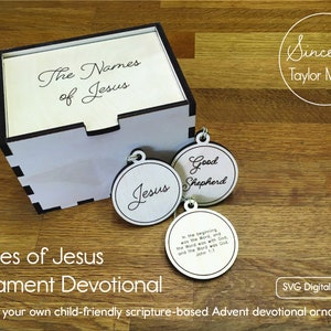 Names of Jesus Advent Devotional Ornament Set Laser Cut File - Instant Digital Download