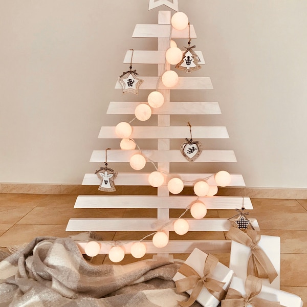 Wood Christmas Tree White, Pallet  Christmas Tree, White Christmas Decorations, Christmas Ornaments Whitewased, Árbol Navidad Madera