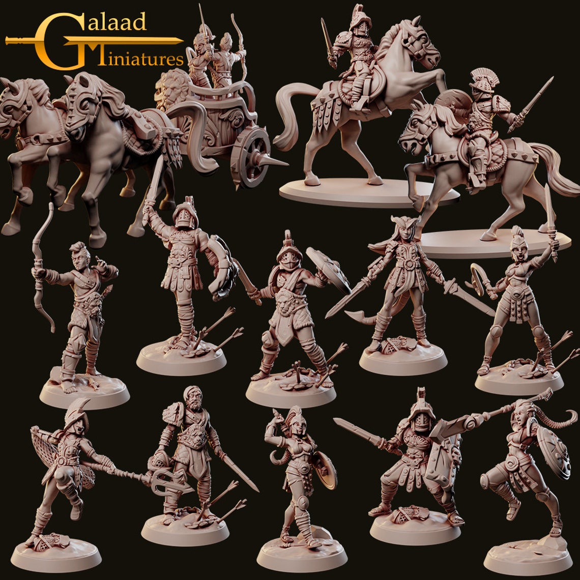 Male Gladiators by Galaad Miniatures 28/32/75 Mm D&D Etsy