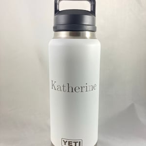 Custom Etched, 18oz, 26oz, 36oz, 46oz & 64oz Yeti Bottle w/ Chug Cap.