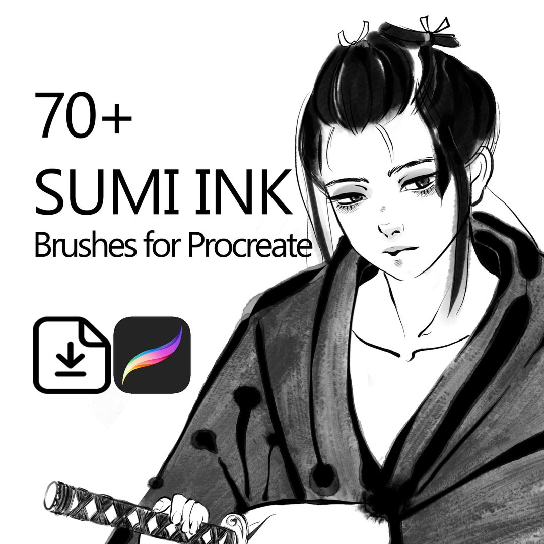 70 Procreate Sumi Ink Pen Digital Brush Set for Ipad Sumie Etsy