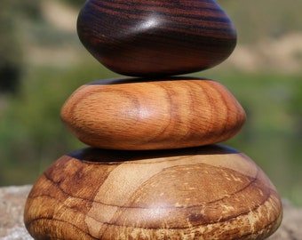 Assorted Stack of 3 Wood Rocks. Cairn stone stack, Rock sculpture, Anniversary gift, Birthday present, Interior decor, Beautiful Wood Rocks!