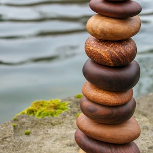 Assorted Stack of 10 Wood Rocks. Cairn rock stack, Rock sculpture, Anniversary gift, Birthday present, Interior decor, Beautiful Wood Rocks image 1