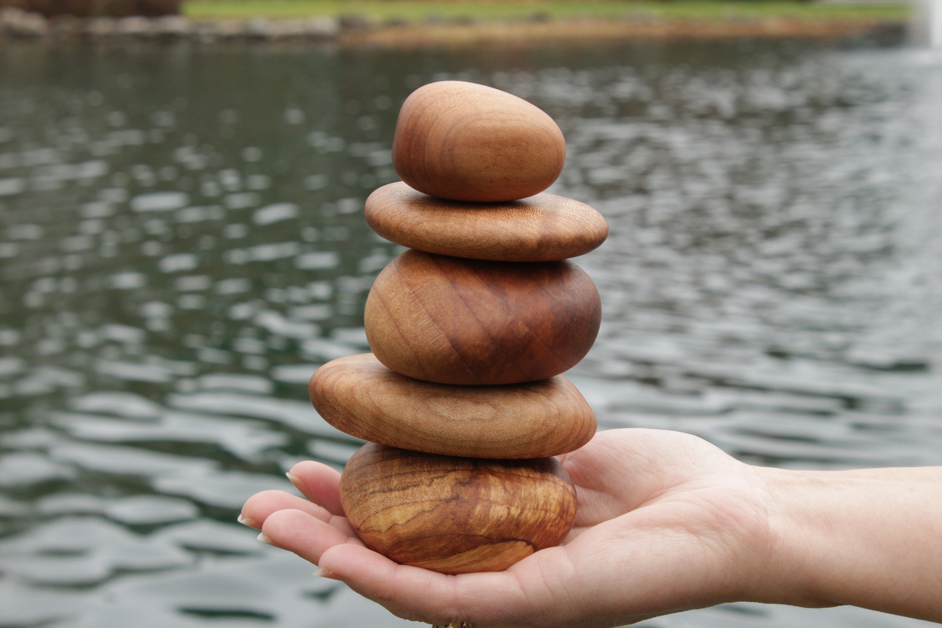 5 Rocks Maple Set of 5 Maple Wood Rocks. Calming Decor for Home or Office Gift. Made ...