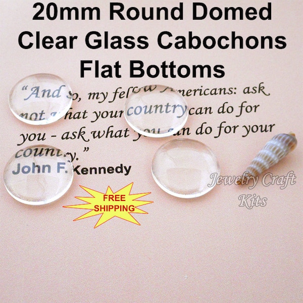 20mm Round Glass Cabochons, Premium Round Domed Top Clear Glass Cabs, Transparent Magnifying Clear Glass for Pendants, Jewelry Crafts JCK065