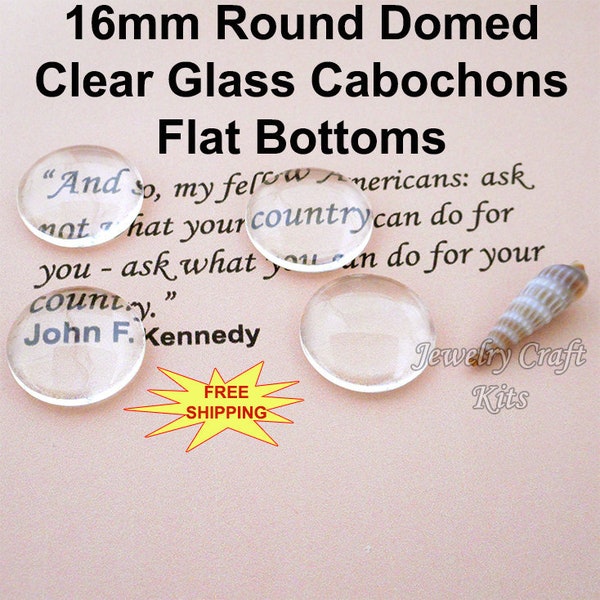 16mm Round Glass Cabochons, Premium Round Domed Top Clear Glass Cabs, Transparent Magnifying Clear Glass for Pendants, Jewelry Glass JCK067