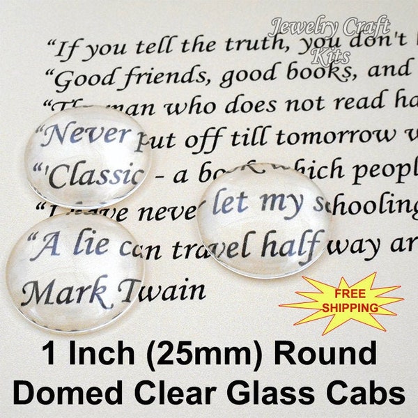 25mm Round Glass Cabochons, 1 Inch Round Domed Top Clear Glass Tiles, Transparent Magnifying Clear Glass for Pendants, Jewelry Crafts JCK064