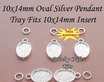 Silver Pendant Trays for Jewelry Making and Cabochon Domes 100 Pack 
