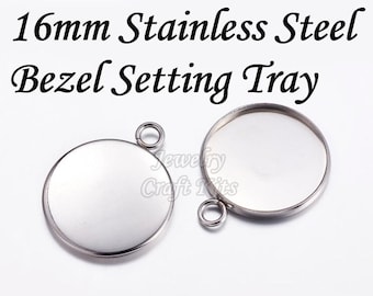 50x Stainless Steel Pendants Jewelry DIY Round Cabochon Blank Bezel Base Tray 50x Stainless Steel Pendants Jewelry DIY Round Cabochon Blank Bezel Base Tray