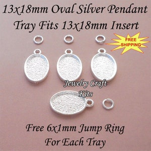 13x18mm Oval Pendant Tray, Sterling Silver Plated Blank Jewelry Bezel for Pendants, Jewelry Crafts, 18x13 Oval Glass Cabochon Setting JCK131