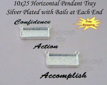 Photo Pendant base 25mm x 10mm blank Settings stainless steel DIY Jewelry Making Rectangle horizontal bracelet necklace connector