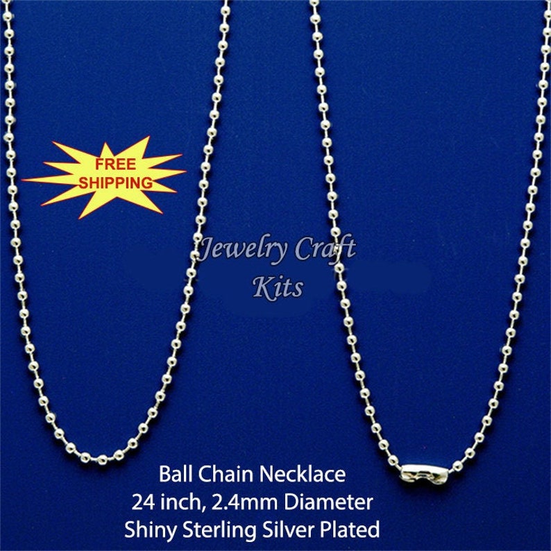 24 Inch Ball Chain Necklaces Silver Plated Perfect for DIY Jewelry Making Kids Crafts and Jewelry Sales JCK011 2.4mm Diameter Ball Chain